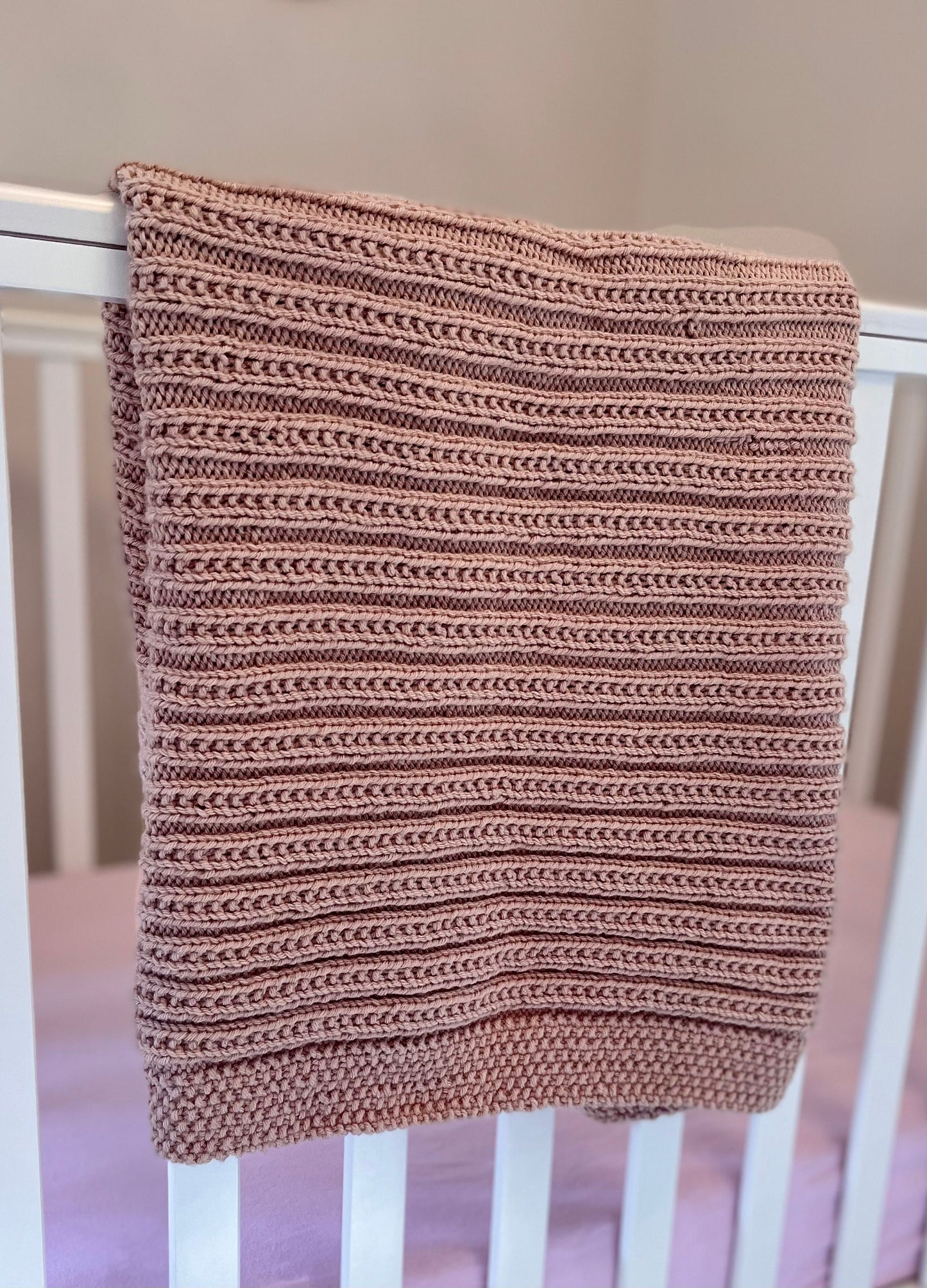 Ribbed Seedling Baby Blanket Knitting Pattern